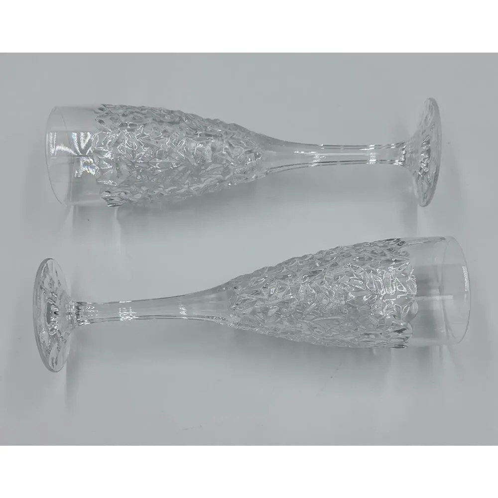 Rogaska Ice Cold Crystal Champagne Toasting Fluted Glasses